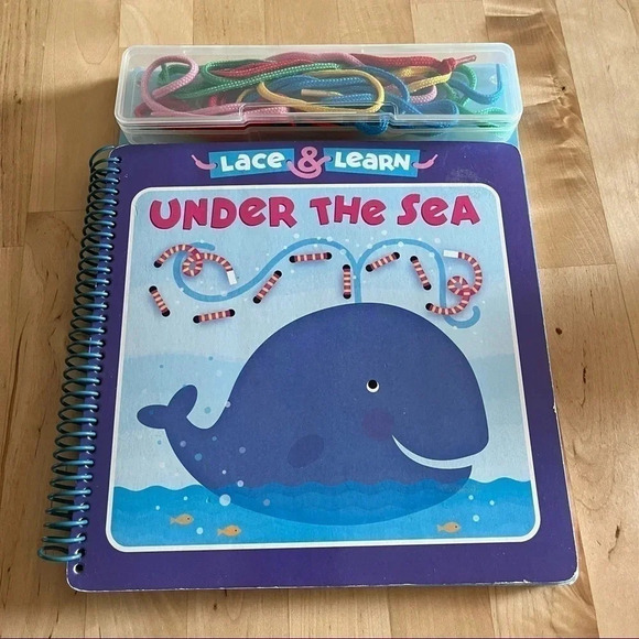 LACE & LEARN Under The Sea ACTIVITY BOOK CHILDREN SHOE STRINGS TIE TOY Sewing - Picture 1 of 9